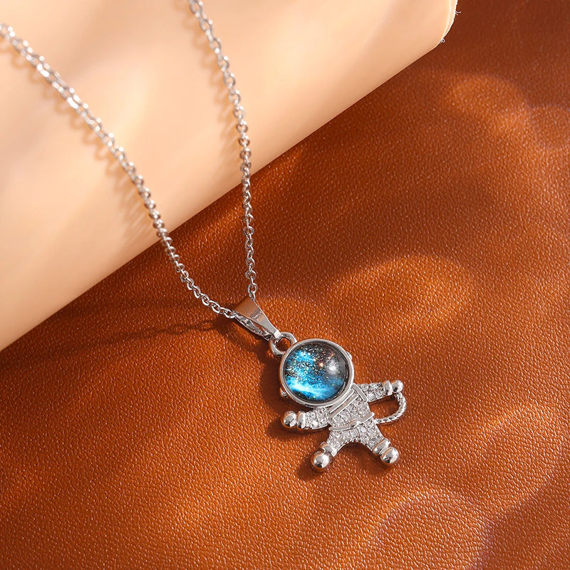 Collier de la série Star Series en acier au titane pour femme, pendentif planète lune et astronome, colliers de la présidence, cadeaux de bijoux, document doré, luxe abordable