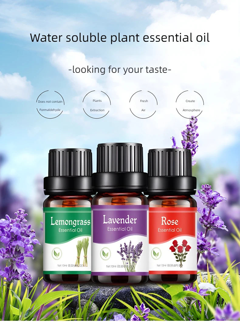 18 saveurs huiles essentielles pour diffuseur d'arôme humidificateur d'air maison soluble dans l'eau 10ml désodorisant parfums huile de parfum parfum