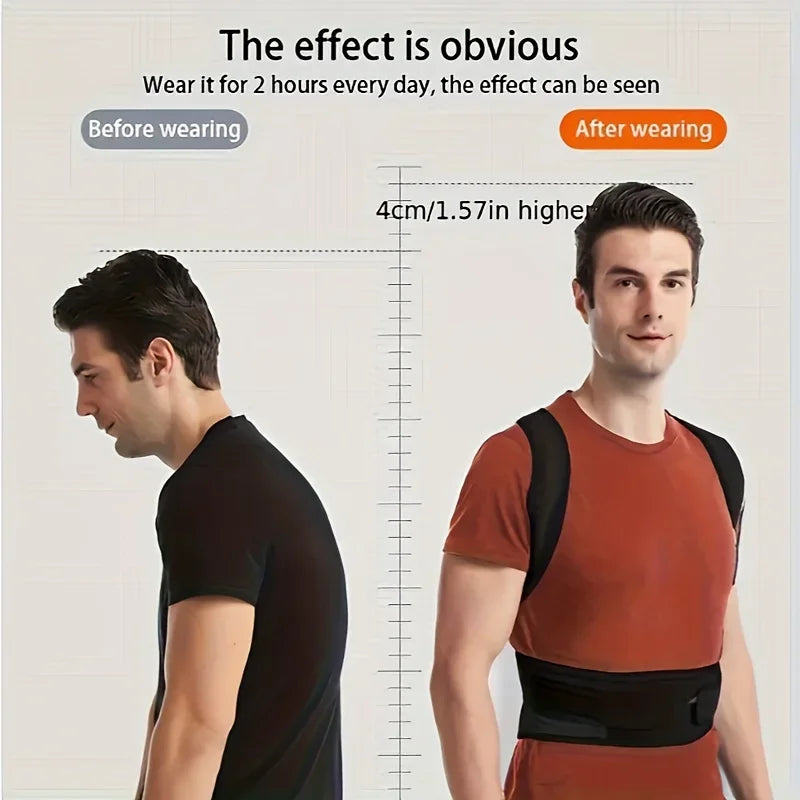 Correcteur de Posture pour adultes, attelle de soutien Invisible pour le dos, Fiber de Polyester noire, lisseur supérieur réglable pour le dos, 1 pièce