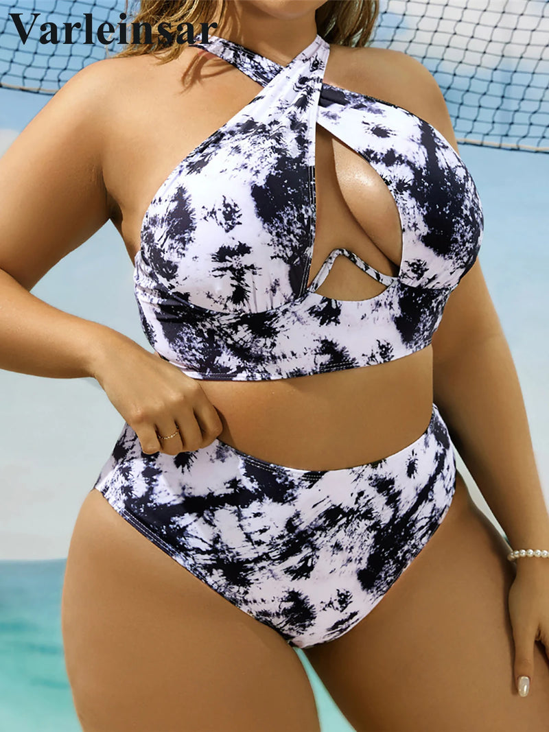 Bikini imprimé grande taille pour femme, maillot de bain grande taille, ensemble deux pièces, baigneur, baigneur trempé, nouveau, 0XL-4XL, V5630
