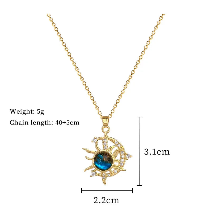 Collier de la série Star Series en acier au titane pour femme, pendentif planète lune et astronome, colliers de la présidence, cadeaux de bijoux, document doré, luxe abordable