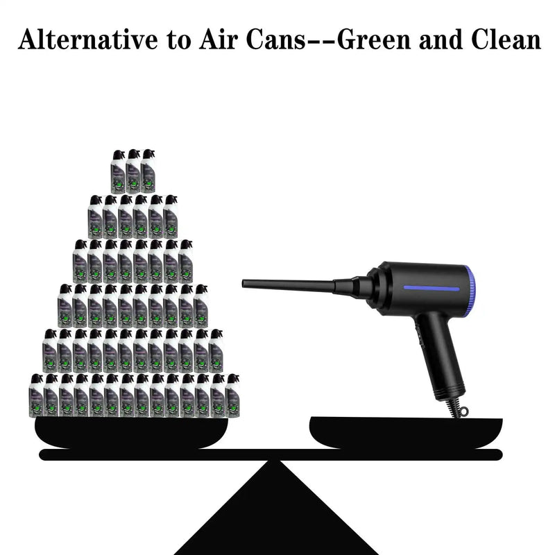 Plumeau d'air électrique 500W, souffleur d'air remplace le pulvérisation d'air en conserve pour le nettoyeur de clavier d'ordinateur PC, plumeau de canette d'air comprimé