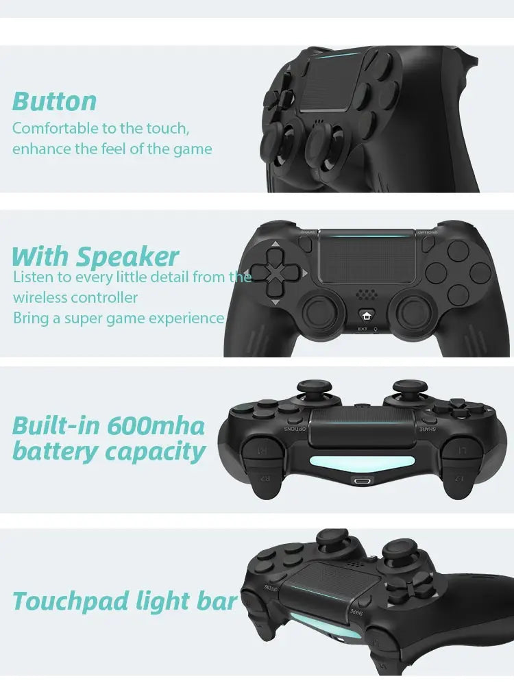 DATA FROG-Manette de jeu sans fil compatible Bluetooth, manette de jeu pour PS4
