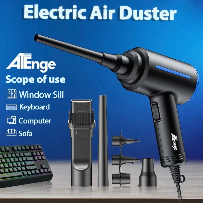 Plumeau d'air électrique 500W, souffleur d'air remplace le pulvérisation d'air en conserve pour le nettoyeur de clavier d'ordinateur PC, plumeau de canette d'air comprimé