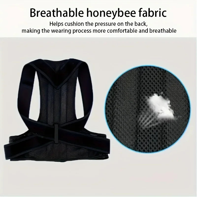 Correcteur de Posture pour adultes, attelle de soutien Invisible pour le dos, Fiber de Polyester noire, lisseur supérieur réglable pour le dos, 1 pièce