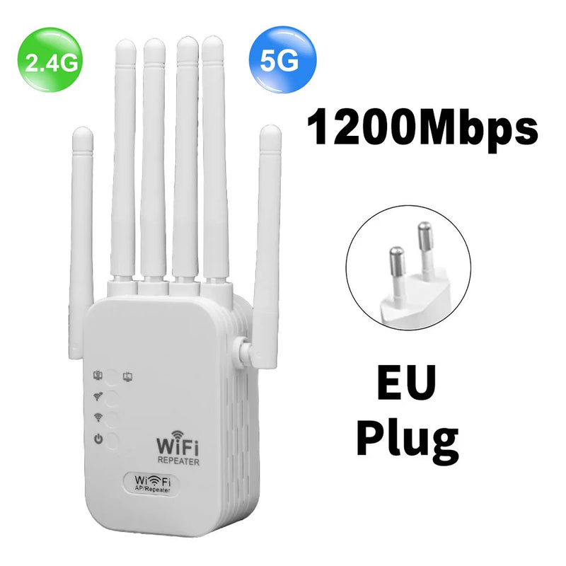 Répéteur WiFi sans fil 1200Mbps, extension de portée WIFI, Booster de Signal WiFi 2.4G 5G, réseau double bande 802.11ac, amplificateur WiFi