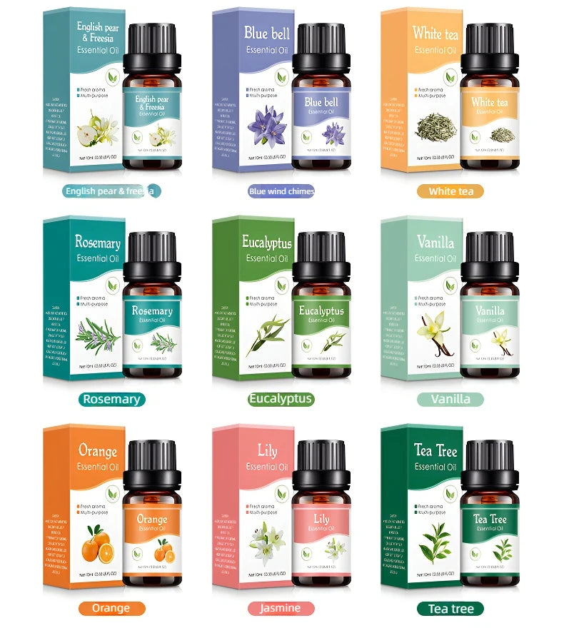 18 saveurs huiles essentielles pour diffuseur d'arôme humidificateur d'air maison soluble dans l'eau 10ml désodorisant parfums huile de parfum parfum