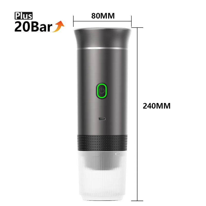 Machine à café expresso électrique Portable sans fil, pour voiture et maison, Camping, 3 en 1, capsules de poudre, cafetière de voyage