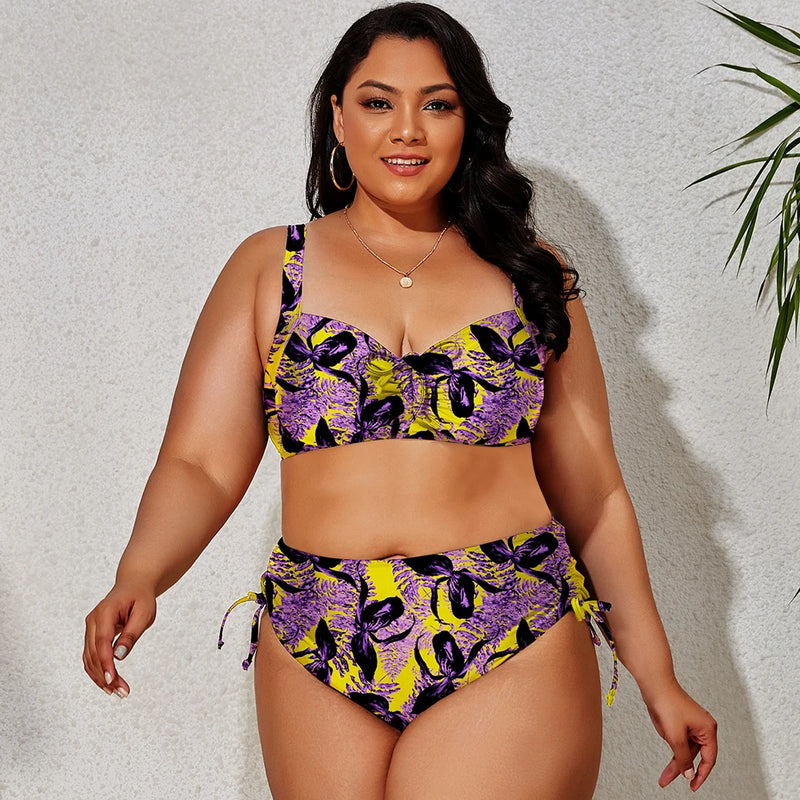 Maillot de bain deux pièces pour femmes, grande taille, soutien-gorge Push Up, culotte taille haute, grandes tailles, vêtements de plage, modèle nouveau 2023