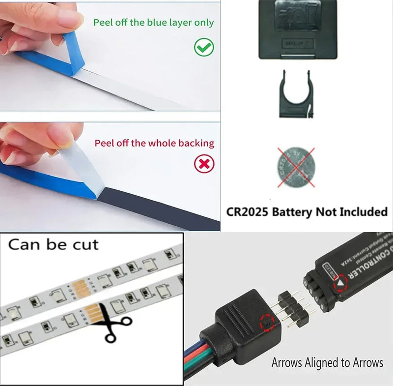 Bande lumineuse LED USB flexible pour la décoration de la chambre, diode de rétroéclairage TV, ruban de lampe, document proxy, 5050 RVB