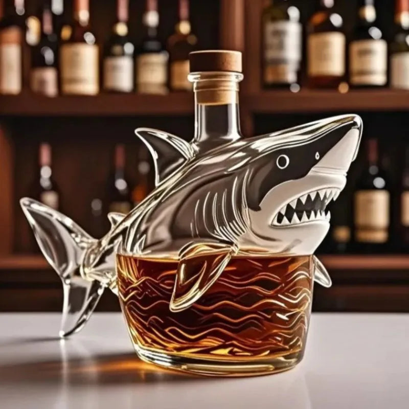 Bouteille de whisky requin drôle, tortue au doigt du milieu, carafe en verre, décoration de maison, bouteille de vin animale, jouet de Collection de statues