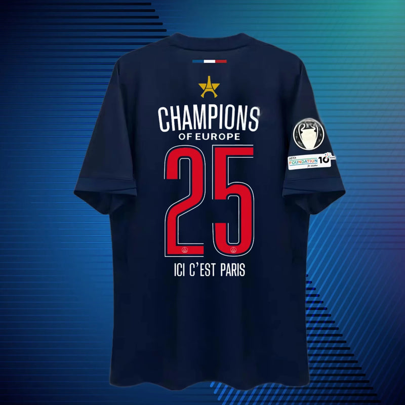 Grand Paris PSG Champion Version Hauts à manches courtes Maillot domicile Dembélé & Doué 3ds Respirant Confortable Sports de plein air Entraînement