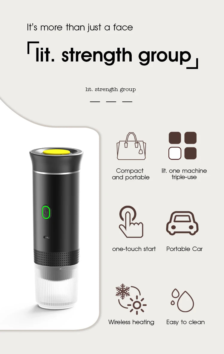 Machine à café expresso électrique Portable sans fil, pour voiture et maison, Camping, 3 en 1, capsules de poudre, cafetière de voyage