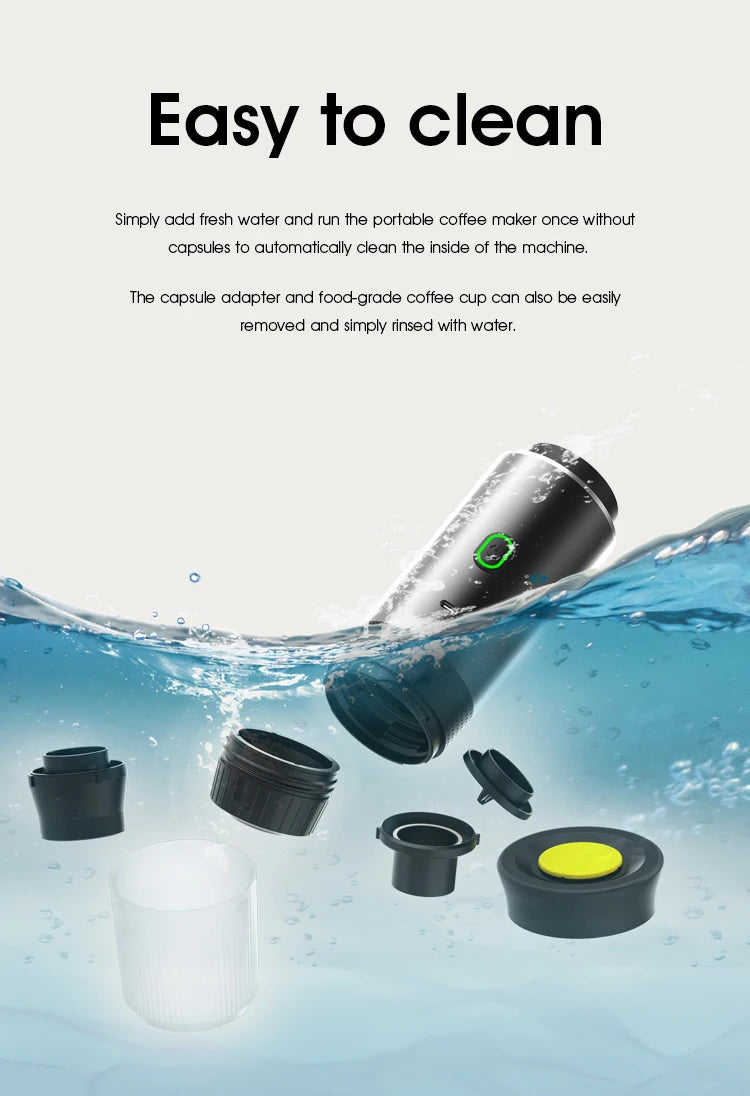 Machine à café expresso électrique Portable sans fil, pour voiture et maison, Camping, 3 en 1, capsules de poudre, cafetière de voyage