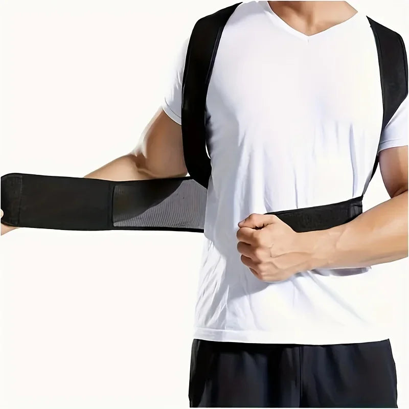 Correcteur de Posture pour adultes, attelle de soutien Invisible pour le dos, Fiber de Polyester noire, lisseur supérieur réglable pour le dos, 1 pièce