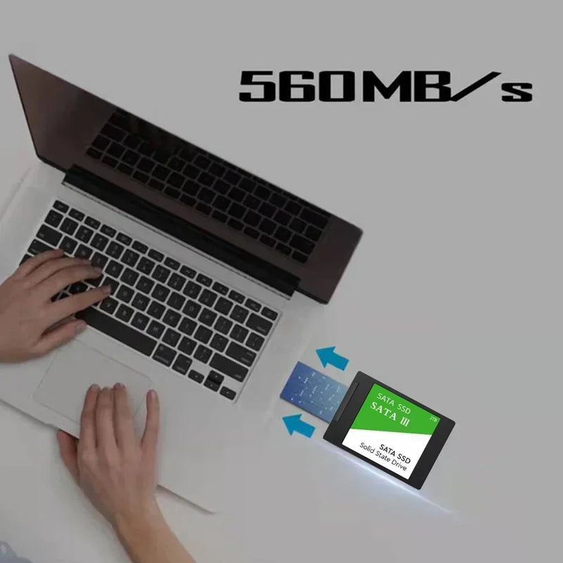Disque dur 1 à 2 vers disque dur SSD haute vitesse, disque SSD interne SATA3 2,5 pouces 4 vers TLC 500 Mbps pour ordinateur portable et de bureau