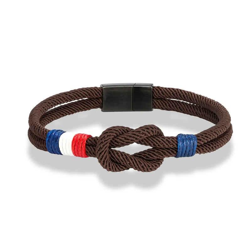 Bracelet en corde à nœud carré en acier inoxydable
