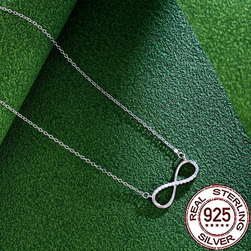 QooLady 925 argent Sterling exquis CZ cristal infinit