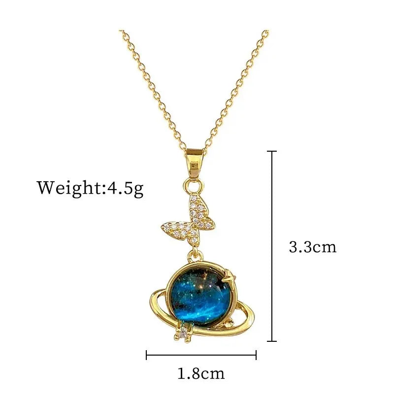 Collier de la série Star Series en acier au titane pour femme, pendentif planète lune et astronome, colliers de la présidence, cadeaux de bijoux, document doré, luxe abordable