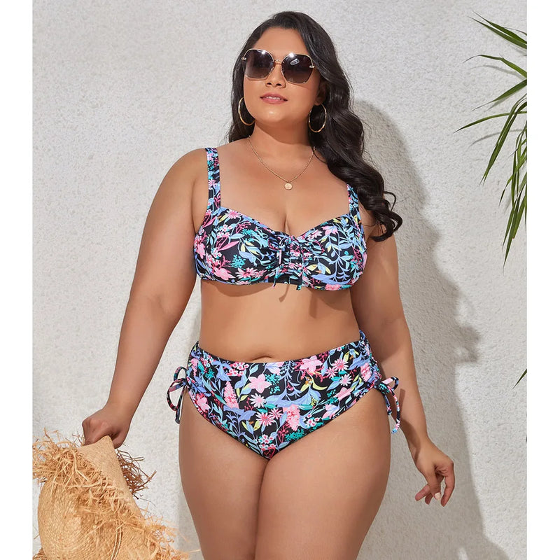 Maillot de bain deux pièces pour femmes, grande taille, soutien-gorge Push Up, culotte taille haute, grandes tailles, vêtements de plage, modèle nouveau 2023