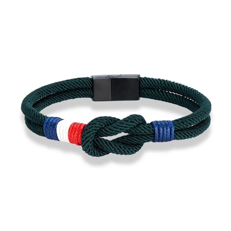 Bracelet en corde à nœud carré en acier inoxydable