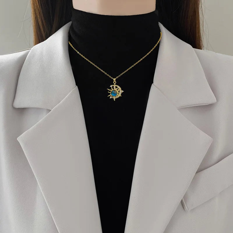 Collier de la série Star Series en acier au titane pour femme, pendentif planète lune et astronome, colliers de la présidence, cadeaux de bijoux, document doré, luxe abordable