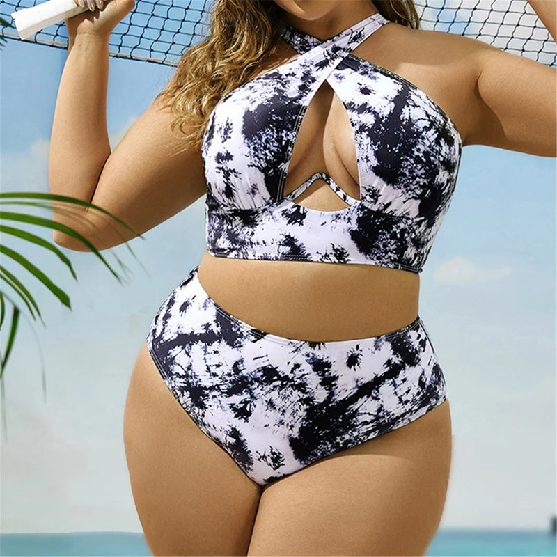 Bikini imprimé grande taille pour femme, maillot de bain grande taille, ensemble deux pièces, baigneur, baigneur trempé, nouveau, 0XL-4XL, V5630