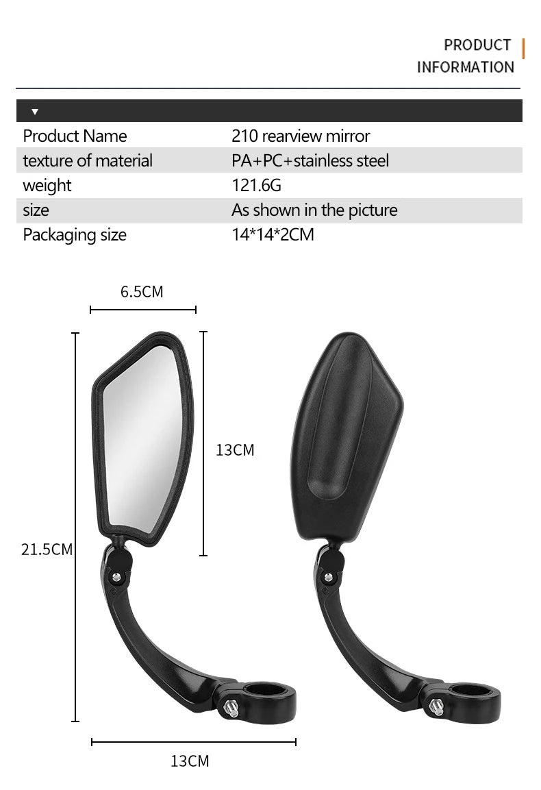 Rétroviseur de vélo HD en acier inoxydable