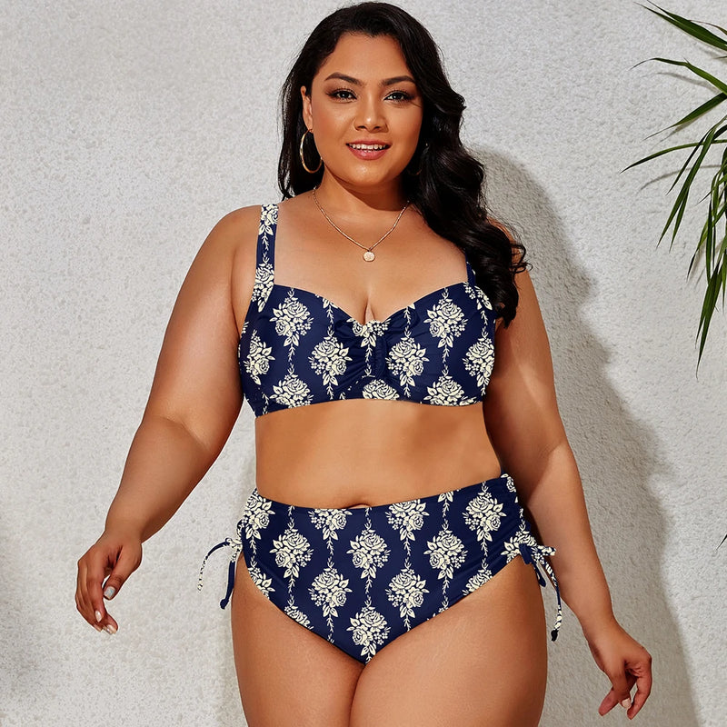 Maillot de bain deux pièces pour femmes, grande taille, soutien-gorge Push Up, culotte taille haute, grandes tailles, vêtements de plage, modèle nouveau 2023
