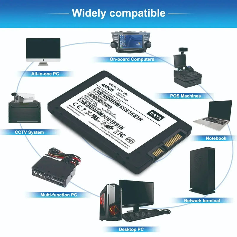Disque dur 1 à 2 vers disque dur SSD haute vitesse, disque SSD interne SATA3 2,5 pouces 4 vers TLC 500 Mbps pour ordinateur portable et de bureau