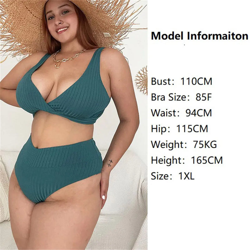 Bikini imprimé grande taille pour femme, maillot de bain grande taille, ensemble deux pièces, baigneur, baigneur trempé, nouveau, 0XL-4XL, V5630