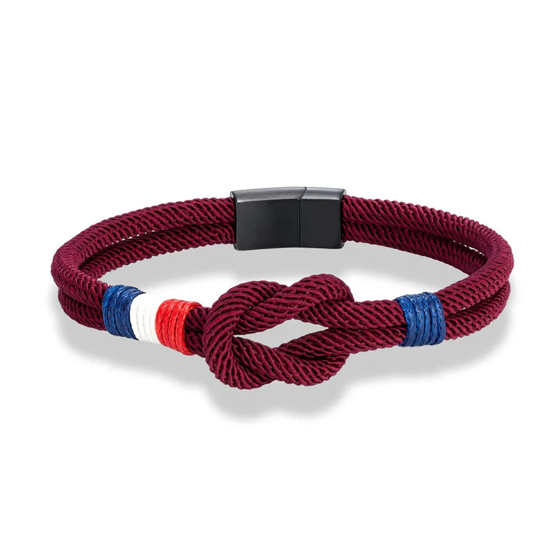 Bracelet en corde à nœud carré en acier inoxydable