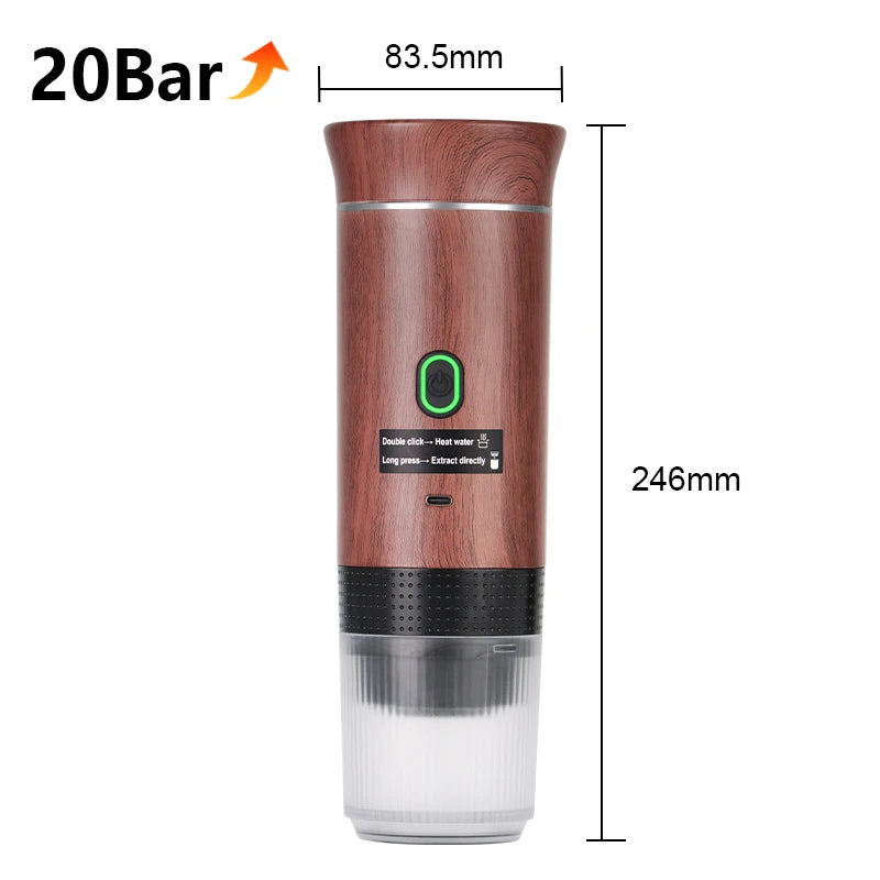 Machine à café expresso électrique Portable sans fil, pour voiture et maison, Camping, 3 en 1, capsules de poudre, cafetière de voyage