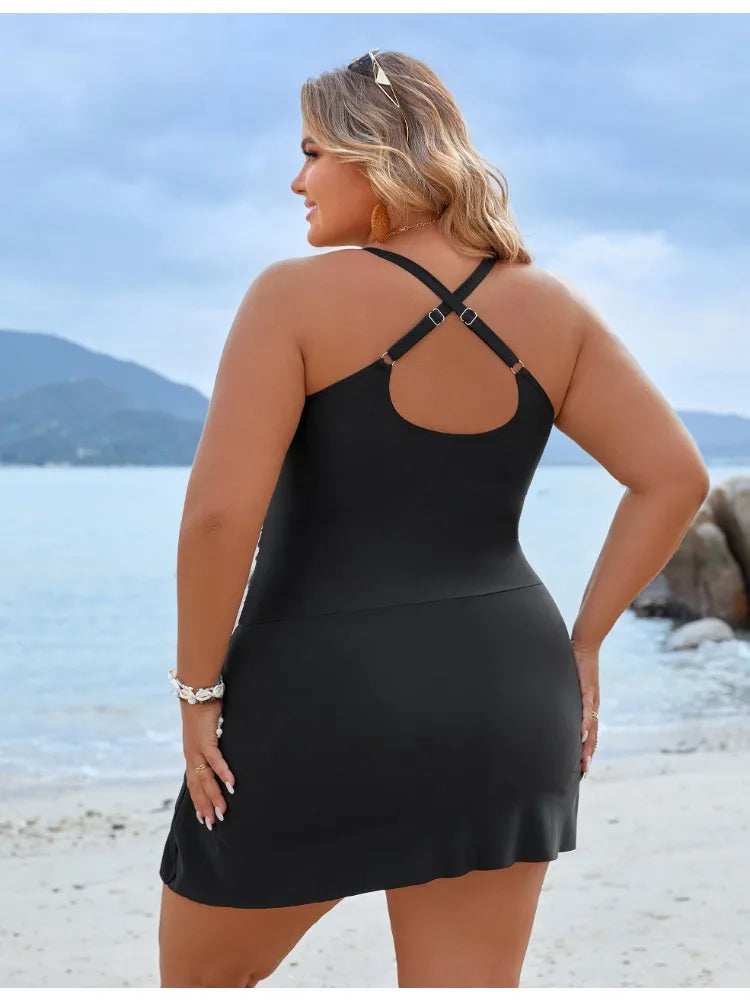 Maillot de bain 2 pièces, grande taille, couleur solide, bikini, taille haute, pour femmes, vêtements de plage, pour baigneurs, 2024