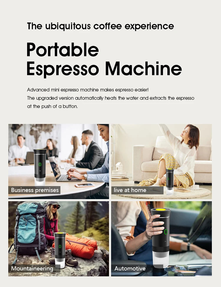 Machine à café expresso électrique Portable sans fil, pour voiture et maison, Camping, 3 en 1, capsules de poudre, cafetière de voyage