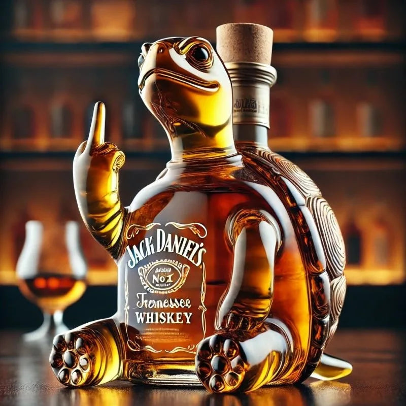 Bouteille de whisky requin drôle, tortue au doigt du milieu, carafe en verre, décoration de maison, bouteille de vin animale, jouet de Collection de statues
