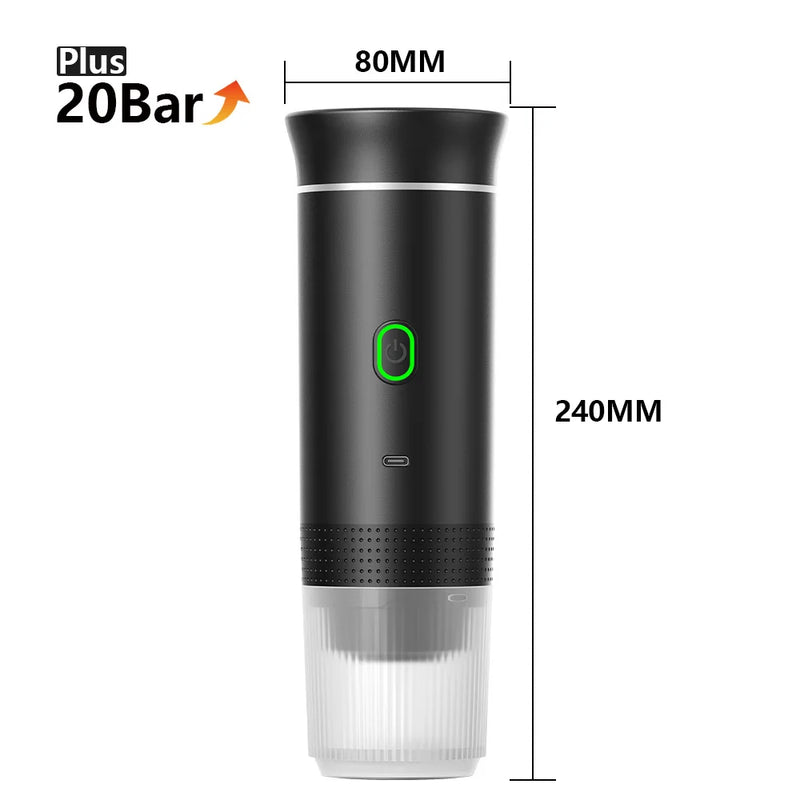Machine à café expresso électrique Portable sans fil, pour voiture et maison, Camping, 3 en 1, capsules de poudre, cafetière de voyage