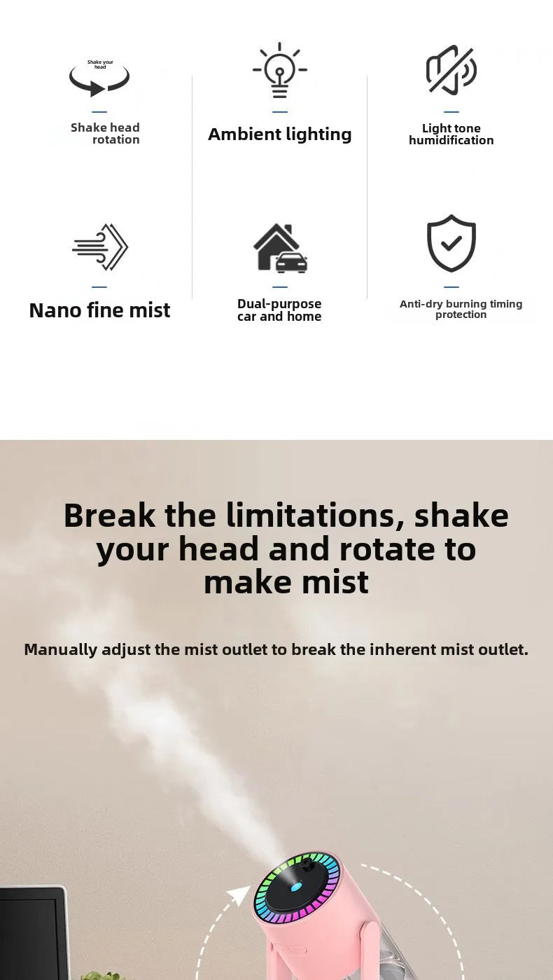 Dispositif de Projection d'étoiles, humidificateur d'air ultrasonique USB pour voiture, nébuliseur hydratant domestique