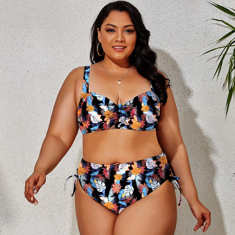 Maillot de bain deux pièces pour femmes, grande taille, soutien-gorge Push Up, culotte taille haute, grandes tailles, vêtements de plage, modèle nouveau 2023