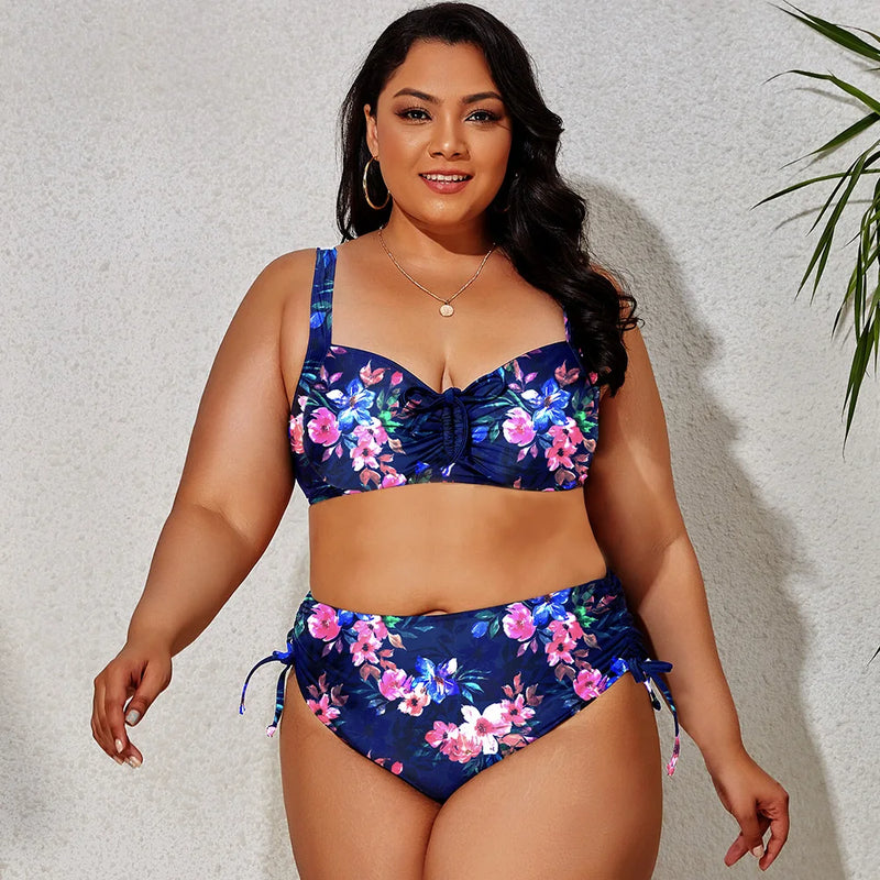 Maillot de bain deux pièces pour femmes, grande taille, soutien-gorge Push Up, culotte taille haute, grandes tailles, vêtements de plage, modèle nouveau 2023