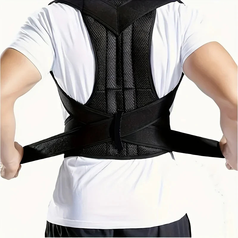 Correcteur de Posture pour adultes, attelle de soutien Invisible pour le dos, Fiber de Polyester noire, lisseur supérieur réglable pour le dos, 1 pièce