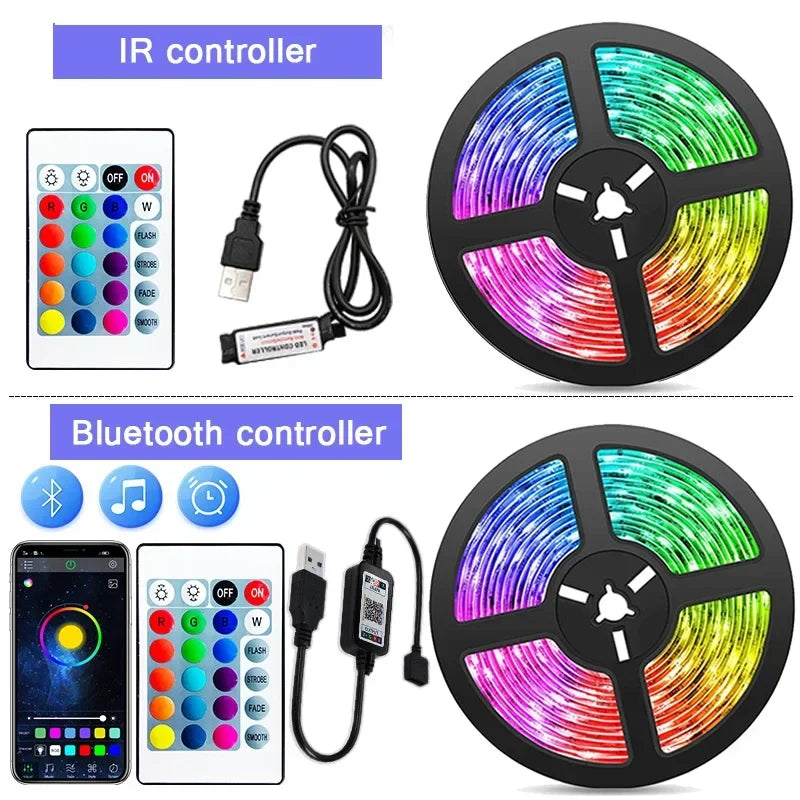 Bande lumineuse LED USB flexible pour la décoration de la chambre, diode de rétroéclairage TV, ruban de lampe, document proxy, 5050 RVB