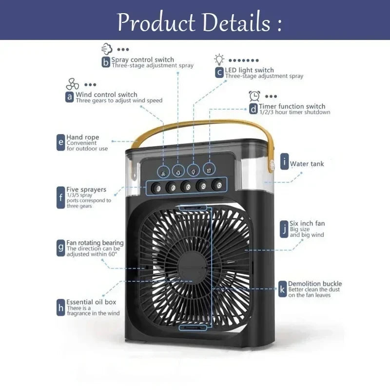 3 en 1 nouveau ventilateur climatiseur ménage petit refroidisseur d'air LED