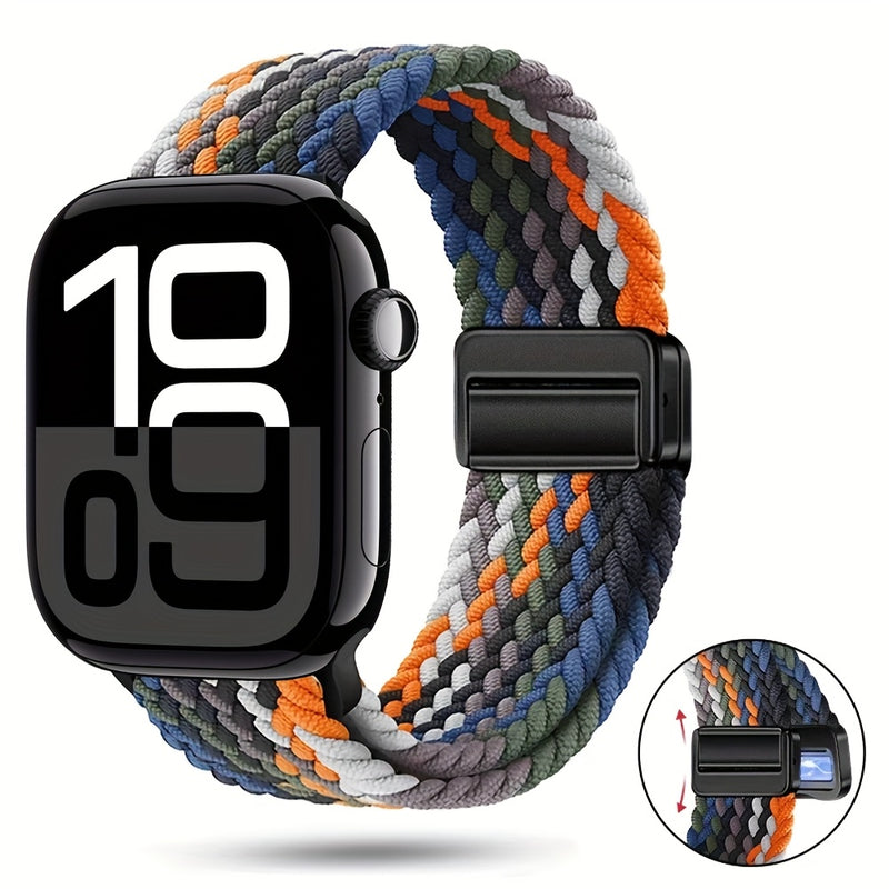 Braided Nylon Apple Watch Band with Magnetic Clasp – Adjustable, Breathable, Sweat-Resistant Strap for Series 10/9/8/7/6/5/4/3/2/1 SE, Fits 38mm to 49mm, Unisex Design for Men and Women, Magnetic Watch Band | Braided Design