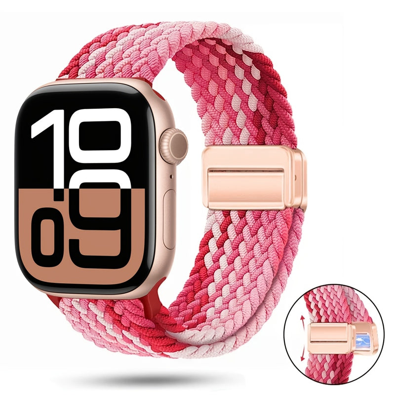 Braided Nylon Apple Watch Band with Magnetic Clasp – Adjustable, Breathable, Sweat-Resistant Strap for Series 10/9/8/7/6/5/4/3/2/1 SE, Fits 38mm to 49mm, Unisex Design for Men and Women, Magnetic Watch Band | Braided Design