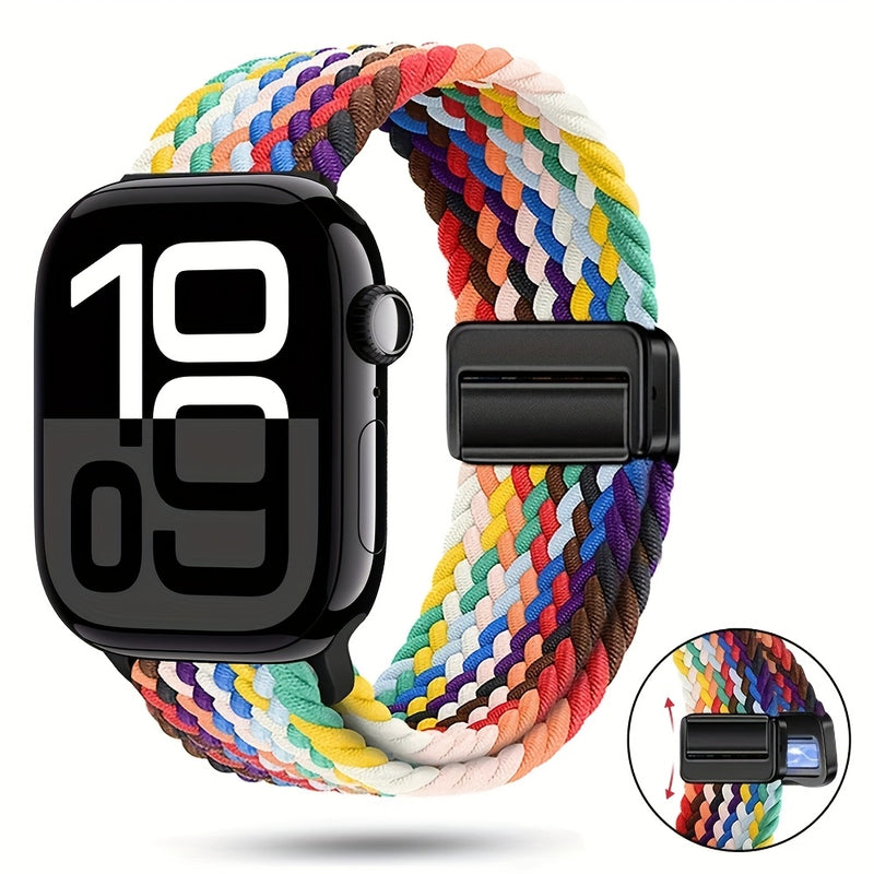 Braided Nylon Apple Watch Band with Magnetic Clasp – Adjustable, Breathable, Sweat-Resistant Strap for Series 10/9/8/7/6/5/4/3/2/1 SE, Fits 38mm to 49mm, Unisex Design for Men and Women, Magnetic Watch Band | Braided Design