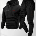 Men's Hoodie and Drawstring Sweatpants Set with PARIS Letter Print