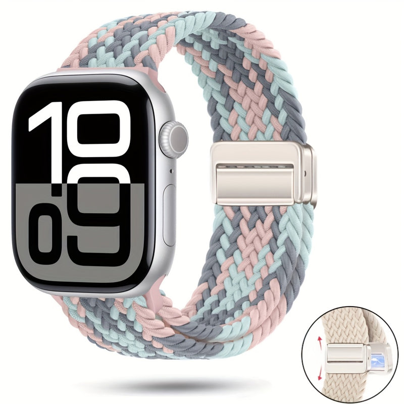 Braided Nylon Apple Watch Band with Magnetic Clasp – Adjustable, Breathable, Sweat-Resistant Strap for Series 10/9/8/7/6/5/4/3/2/1 SE, Fits 38mm to 49mm, Unisex Design for Men and Women, Magnetic Watch Band | Braided Design