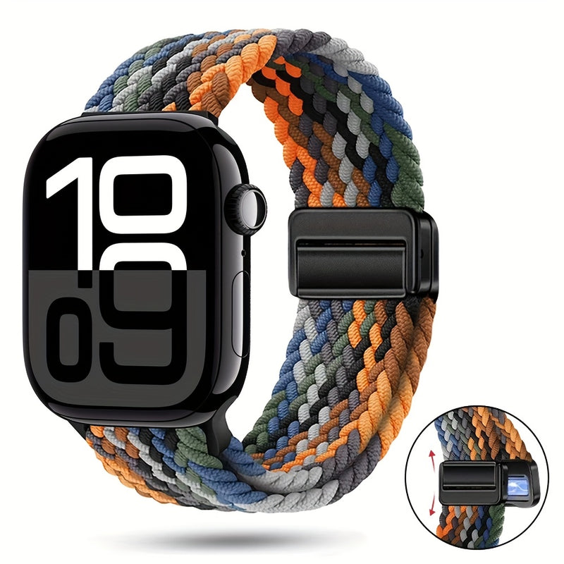 Braided Nylon Apple Watch Band with Magnetic Clasp – Adjustable, Breathable, Sweat-Resistant Strap for Series 10/9/8/7/6/5/4/3/2/1 SE, Fits 38mm to 49mm, Unisex Design for Men and Women, Magnetic Watch Band | Braided Design