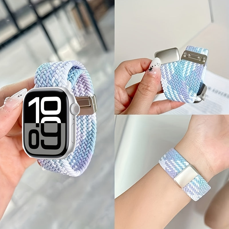Braided Nylon Apple Watch Band with Magnetic Clasp – Adjustable, Breathable, Sweat-Resistant Strap for Series 10/9/8/7/6/5/4/3/2/1 SE, Fits 38mm to 49mm, Unisex Design for Men and Women, Magnetic Watch Band | Braided Design